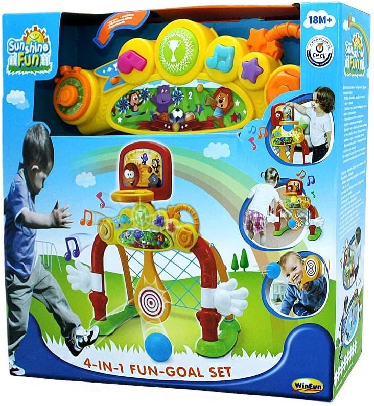 WinFun مجموعة وين فن 4 في 1 للعب الممتع - كرة القدم، كرة السلة، البولينغ ولعبة الجولف مع هدف للتدريب | لعب تفاعلي مع شبكة كرة القدم وأقماع البولينغ | مجموعة اللعب المستهدفة الشاملة | للأطفال من 18 شهرًا وما فوق - Image 2